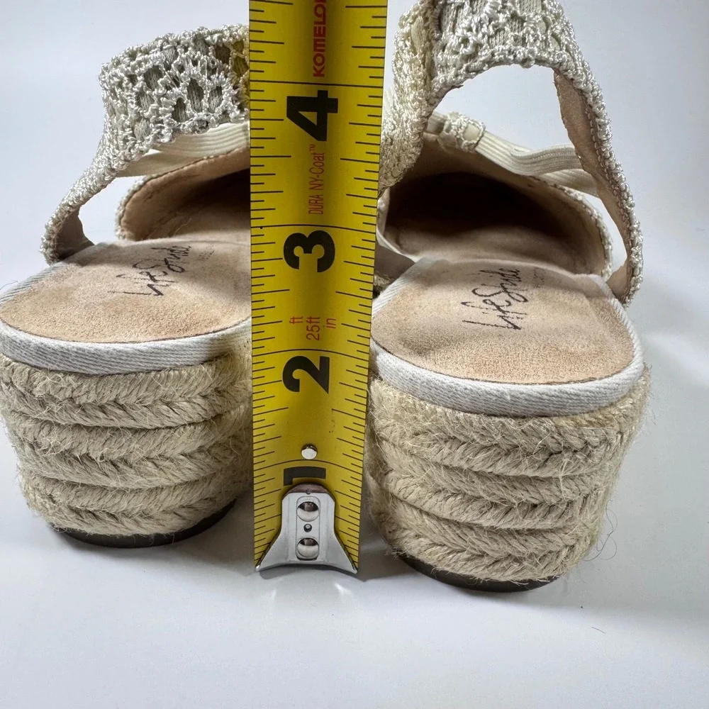 Lifestride Katrina 2 Espadrille wedge black‎ lace Sz 11W slingback Women Sandals
